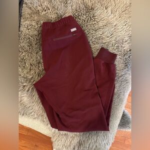 Figs Maroon Zamora Scrubs Jogger Bottoms Women's Small